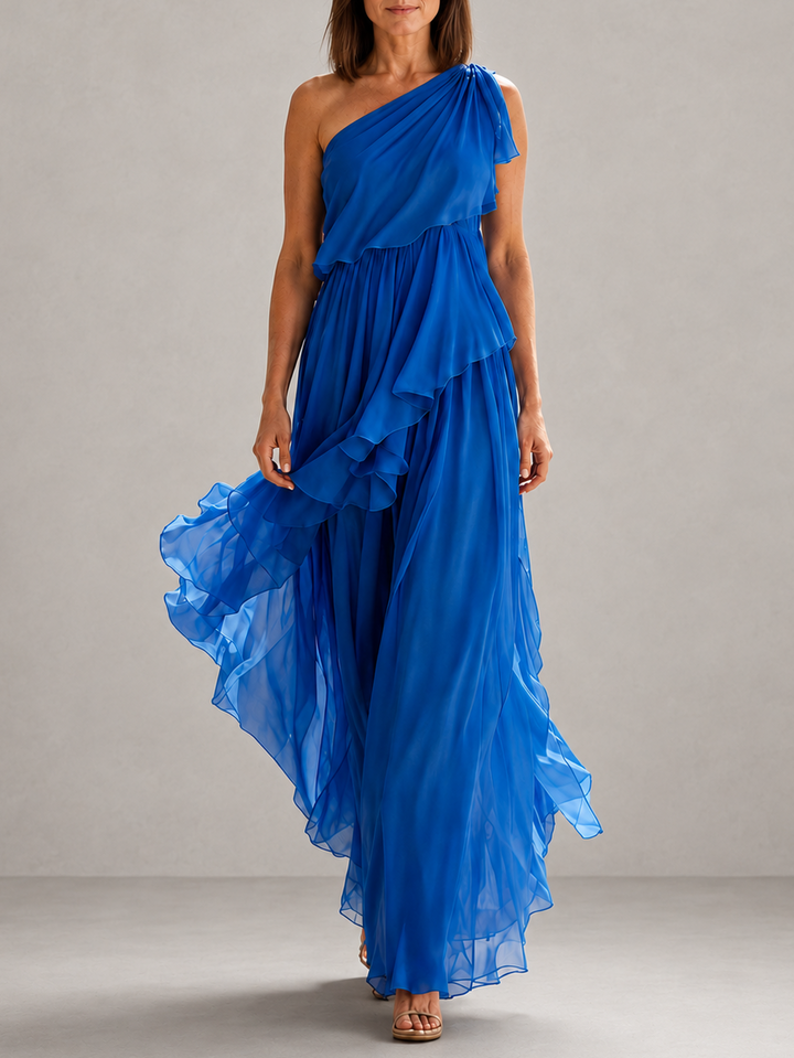 Scarlett | One-Shoulder Ruffle Maxi Dress