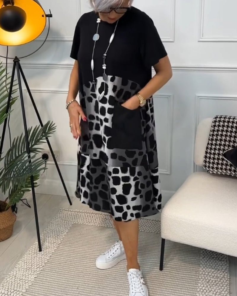Cassandra – Printed Midi Dress with Pockets