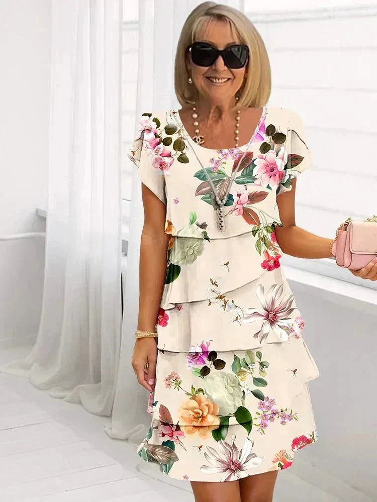 Jenna – Cascading Floral Tiered Midi Dress
