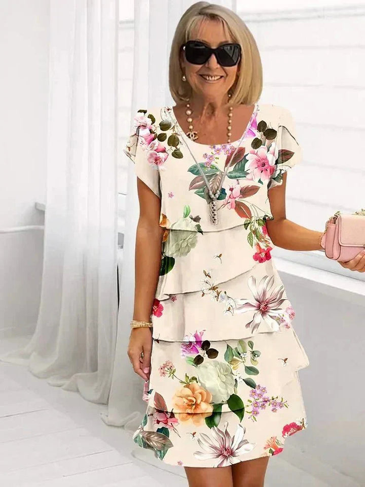 Jenna – Cascading Floral Tiered Midi Dress