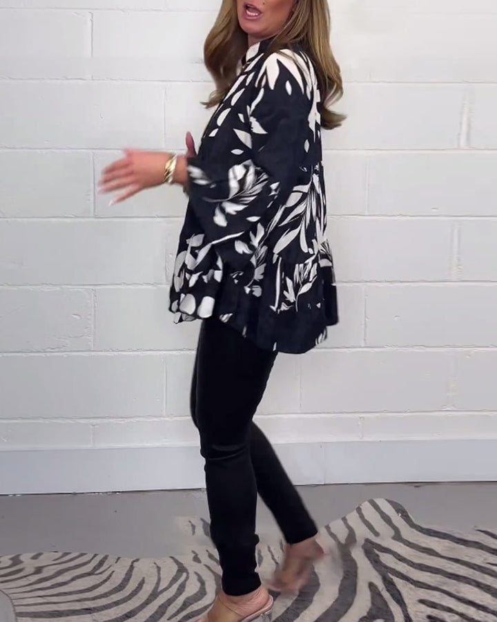 Lyra – Flared Sleeve Top with V-Neck