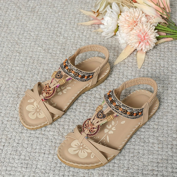 Nalu – Boho Flat Sandals with Beaded Detail
