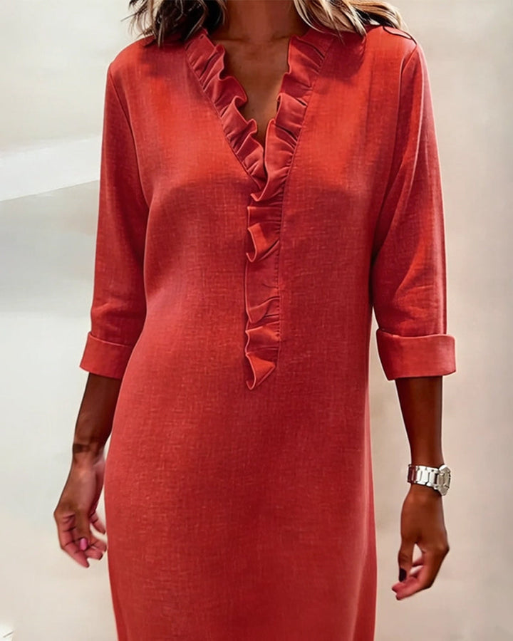 Meredith | Ruffled V-Neck Dress