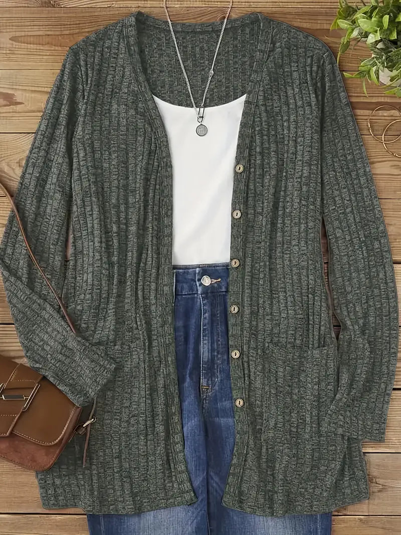 Melody – Longline Button-Front Cardigan
