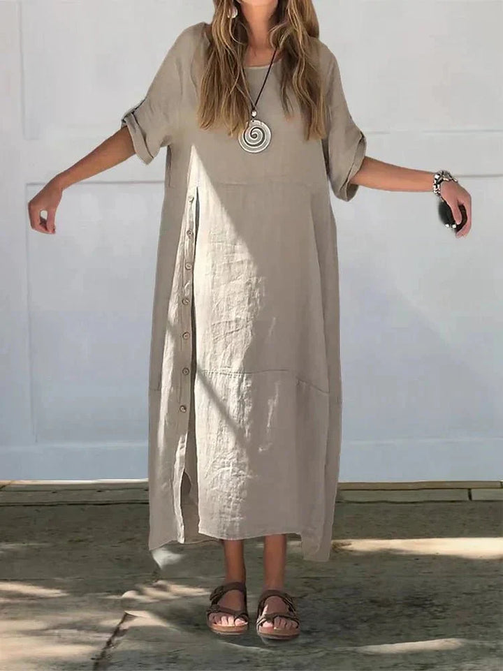 Islay – Relaxed Round-Neck Midi Dress