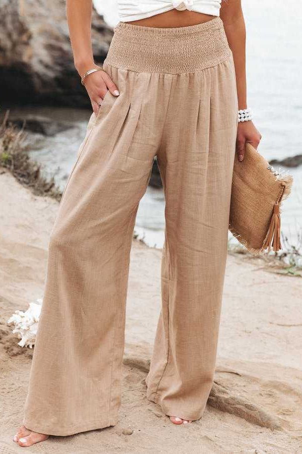 Elaroy – Wide Leg Pants with Smocked Waistband