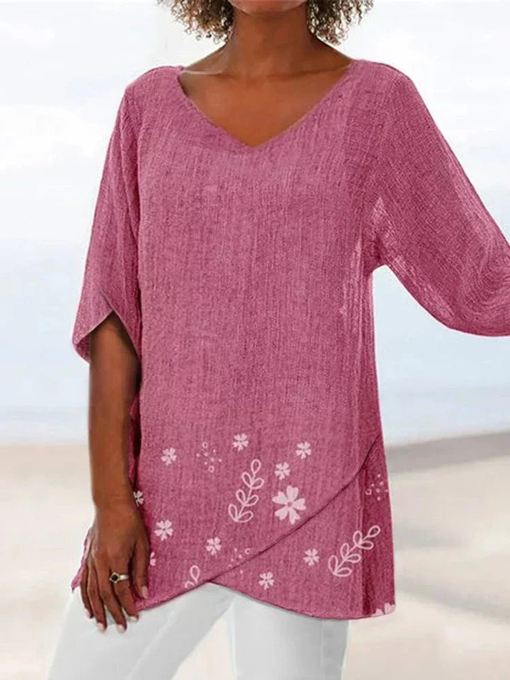 Luisa – Floral Plus Size V-Neck Blouse