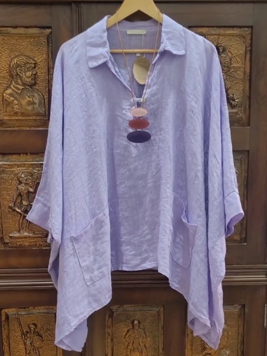 Lina – Collared Top with Stand Collar
