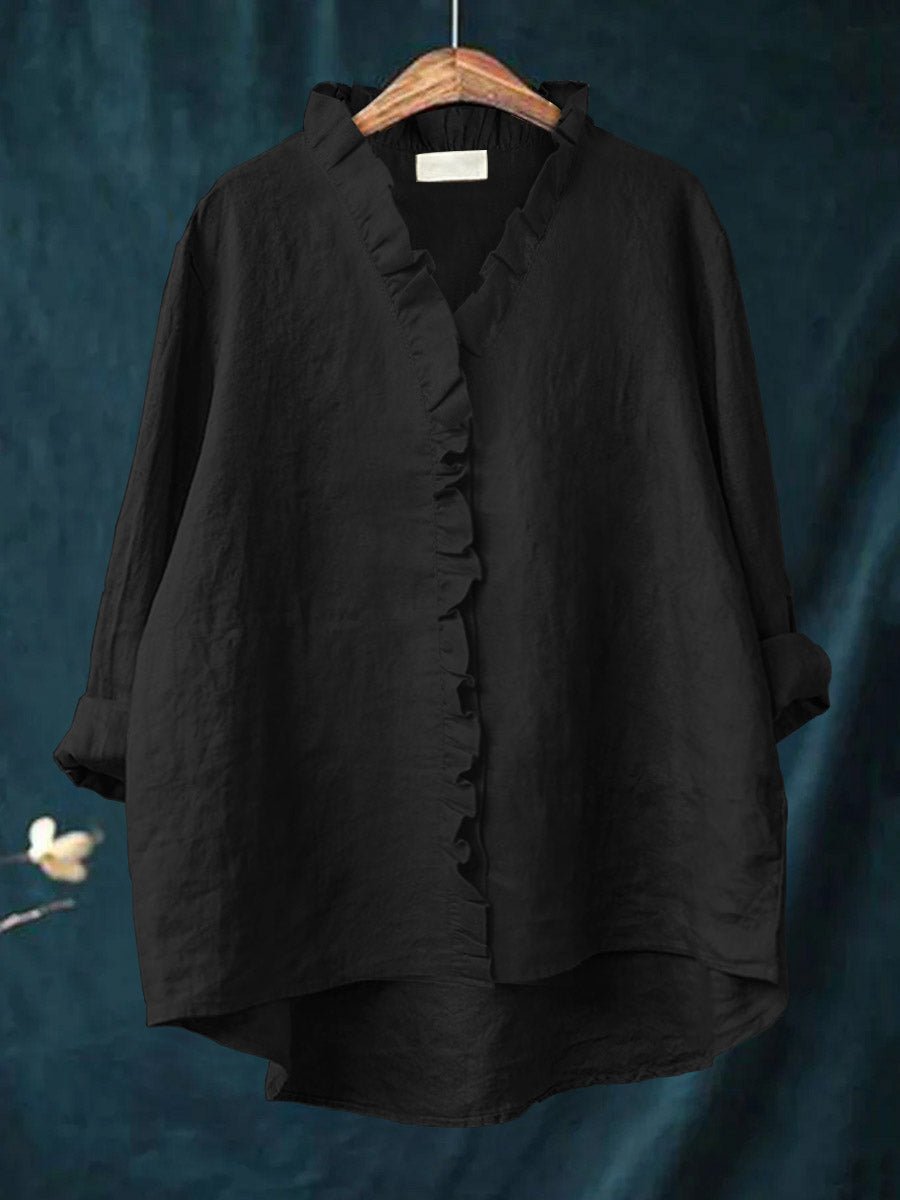 Rica – Ruffle Blouse with Vintage-Inspired Collar