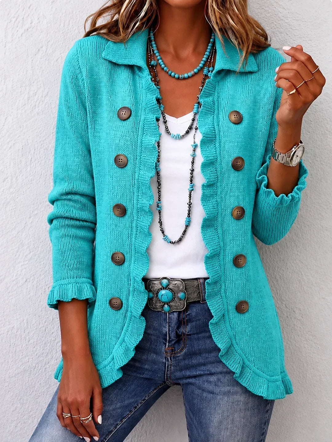 Paulina | Ruffle Trim Cardigan Jacket