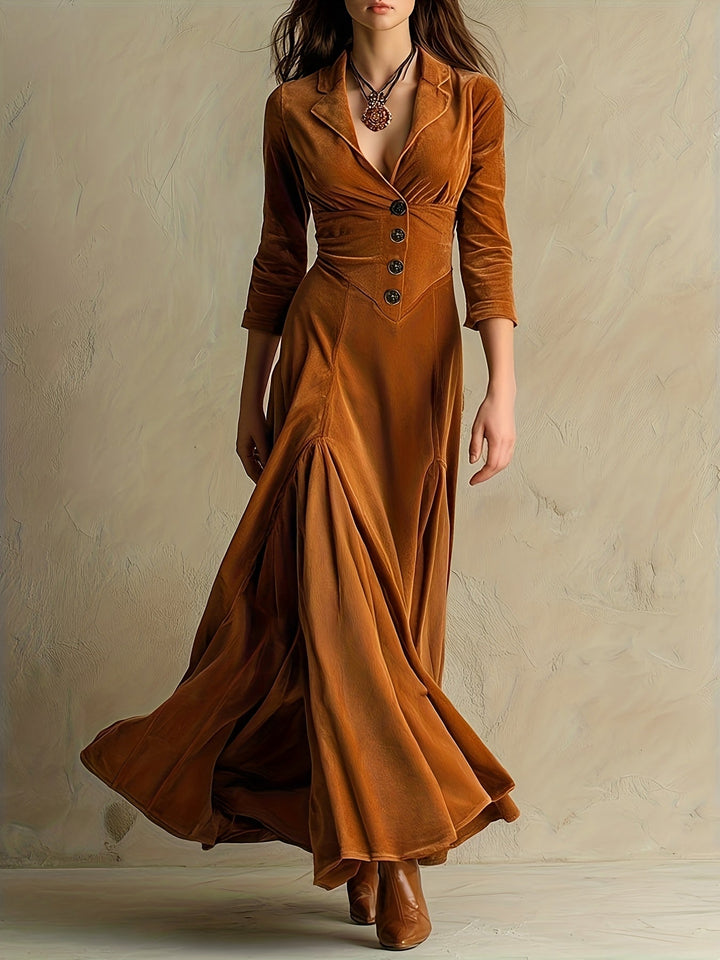 Ella | Elegant Button-Front Collar Dress with 7/8 Sleeve