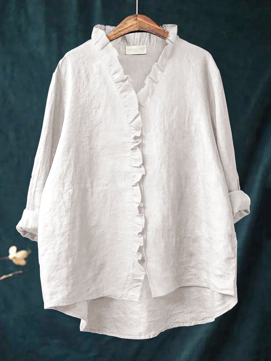 Rica – Ruffle Blouse with Vintage-Inspired Collar
