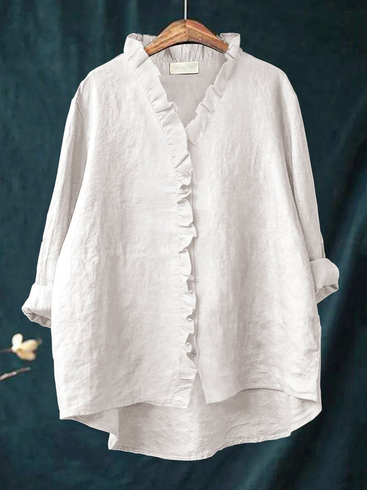 Rica – Ruffle Blouse with Vintage-Inspired Collar