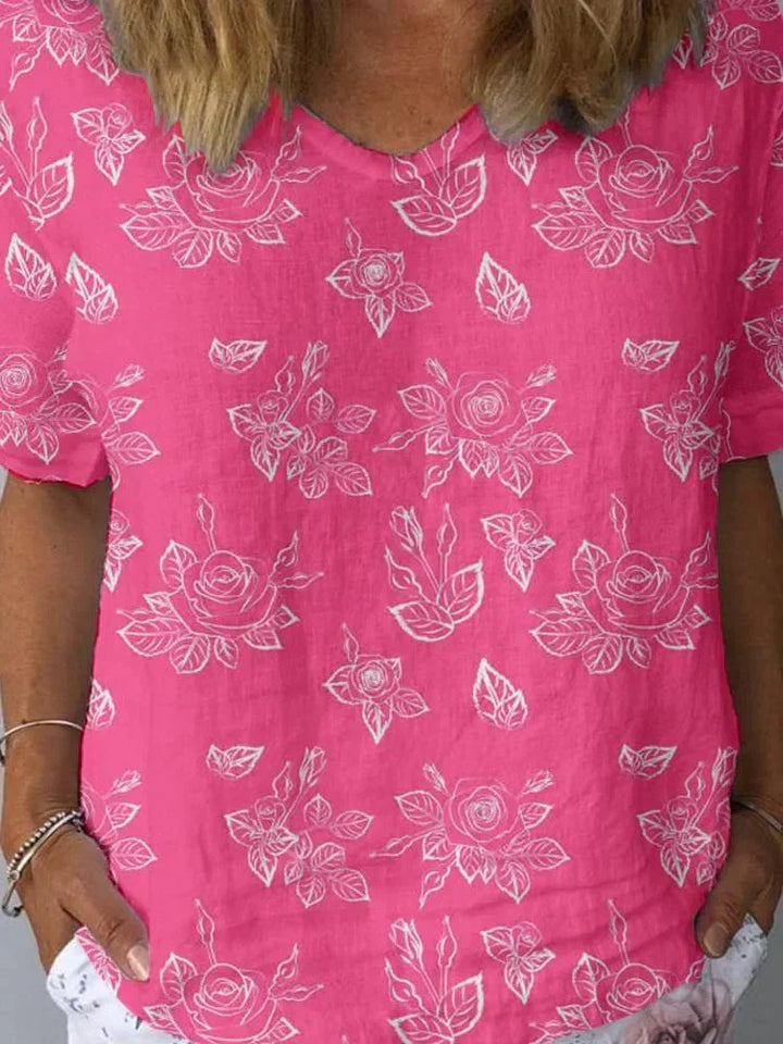Aria – Blooming Brushstrokes Floral Print Tee