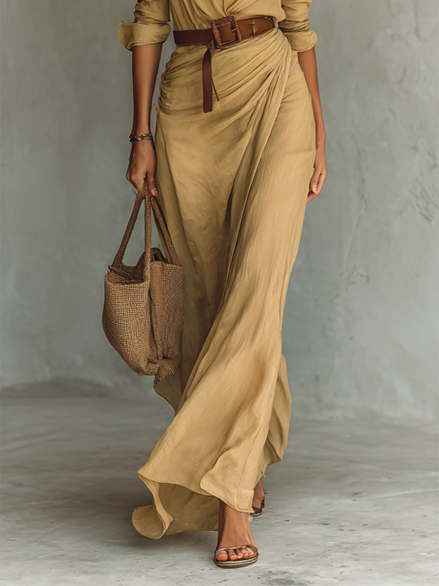 NADINE – ELEGANT PLUNGING MAXI WRAP DRESS