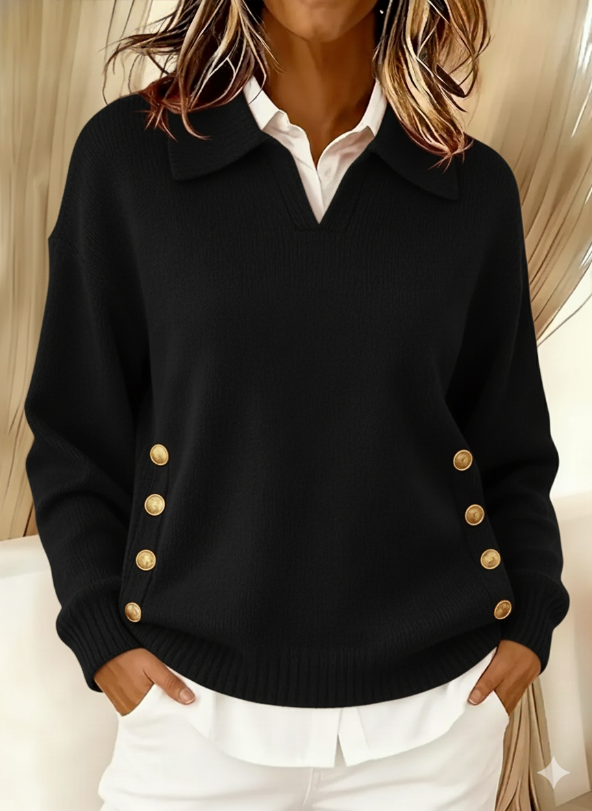Erin | Polo Neck Sweater with Buttons