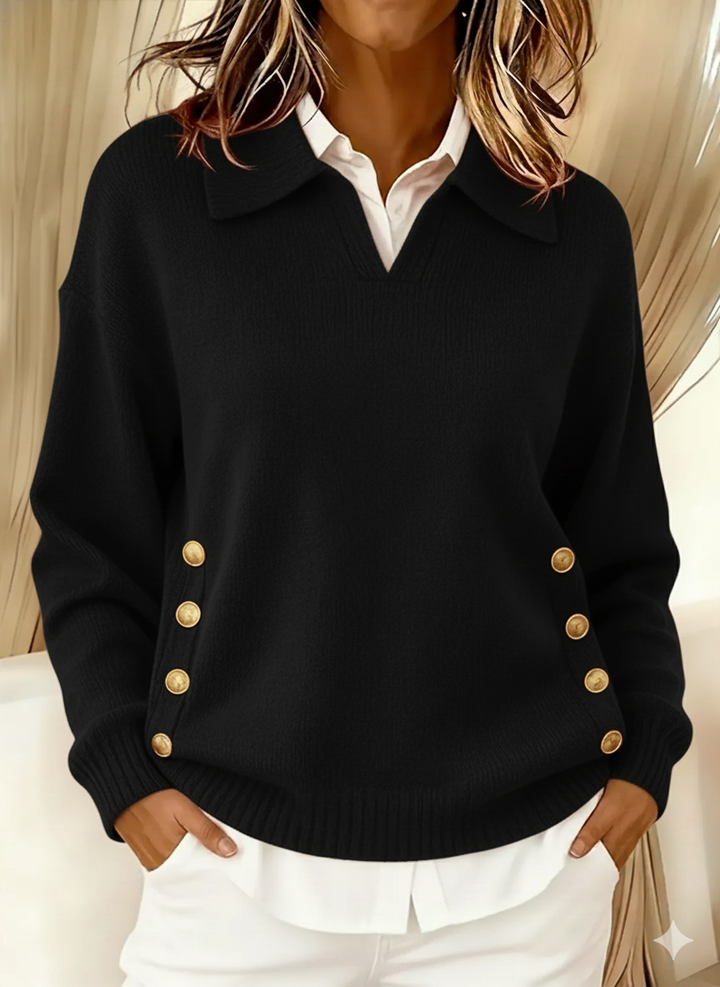 Erin | Polo Neck Sweater with Buttons
