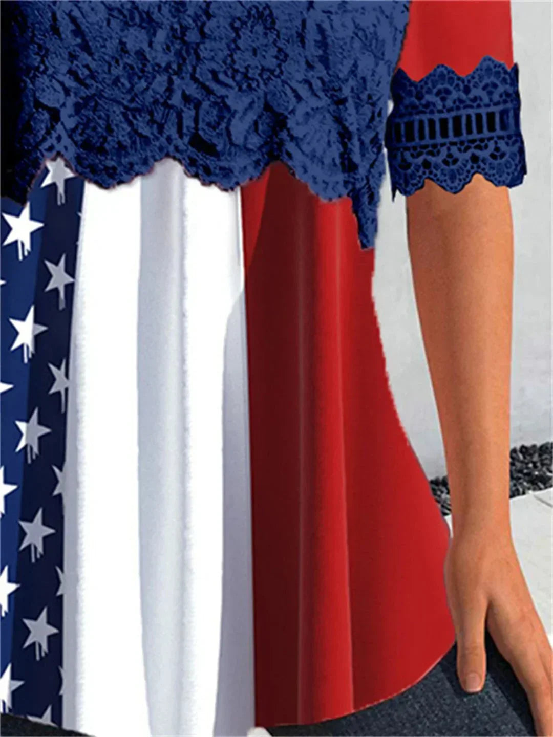 Anie – Lace Graphic Tee with Round Neck
