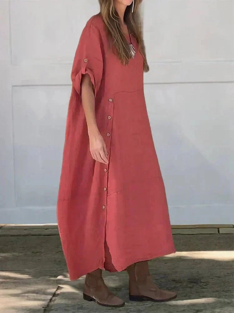 Islay – Relaxed Round-Neck Midi Dress