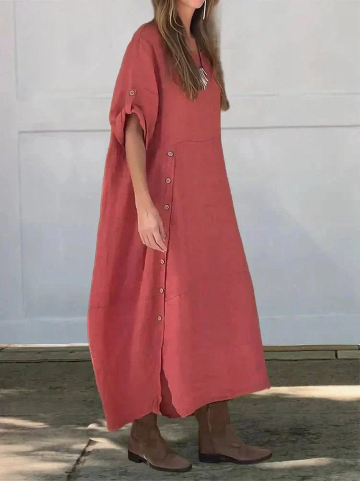 Islay – Relaxed Round-Neck Midi Dress