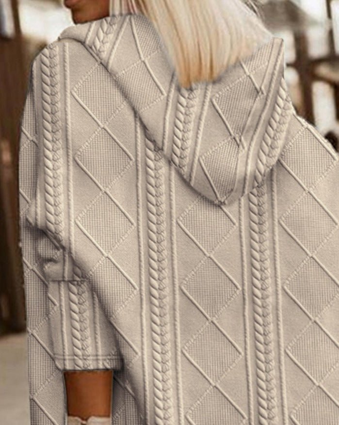 Vilma – Long Cardigan Coat with Hooded Jacquard