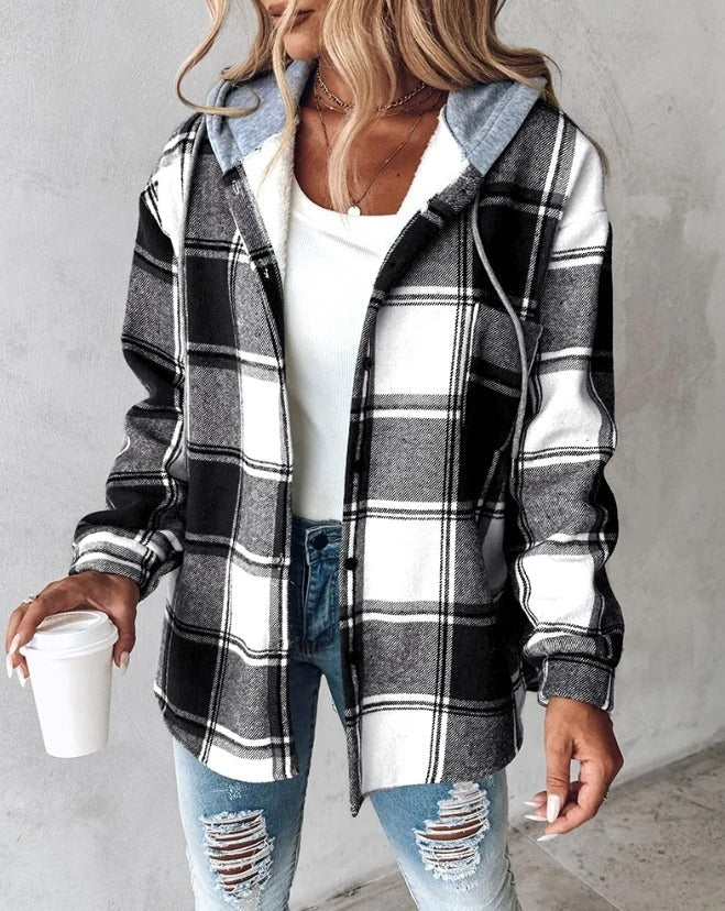 Lorenza – Checkered Hooded Longline Jacket
