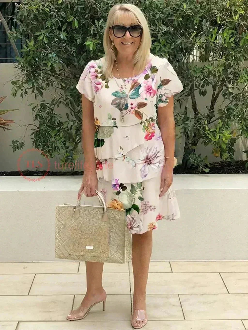 Jenna – Cascading Floral Tiered Midi Dress