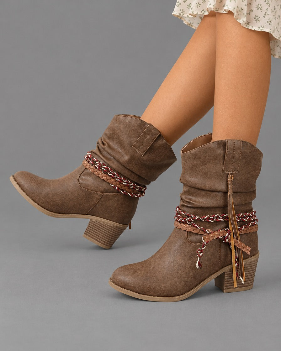 Dolores | Braided Tassel Ankle Boots