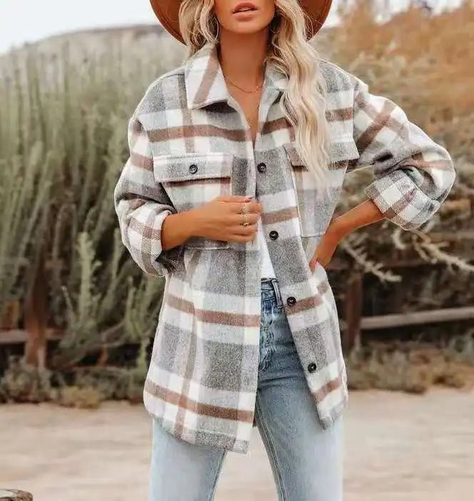 Magilsa – Plaid Button-Down Drop-Shoulder Shirt