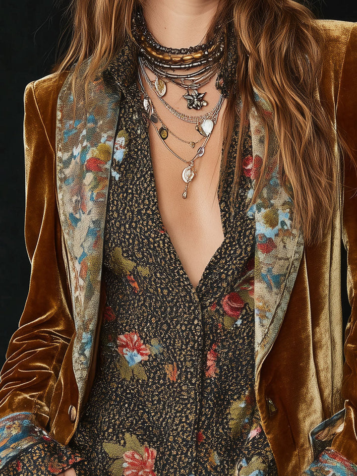 Rosie | Vintage Blazer with Floral Patchwork
