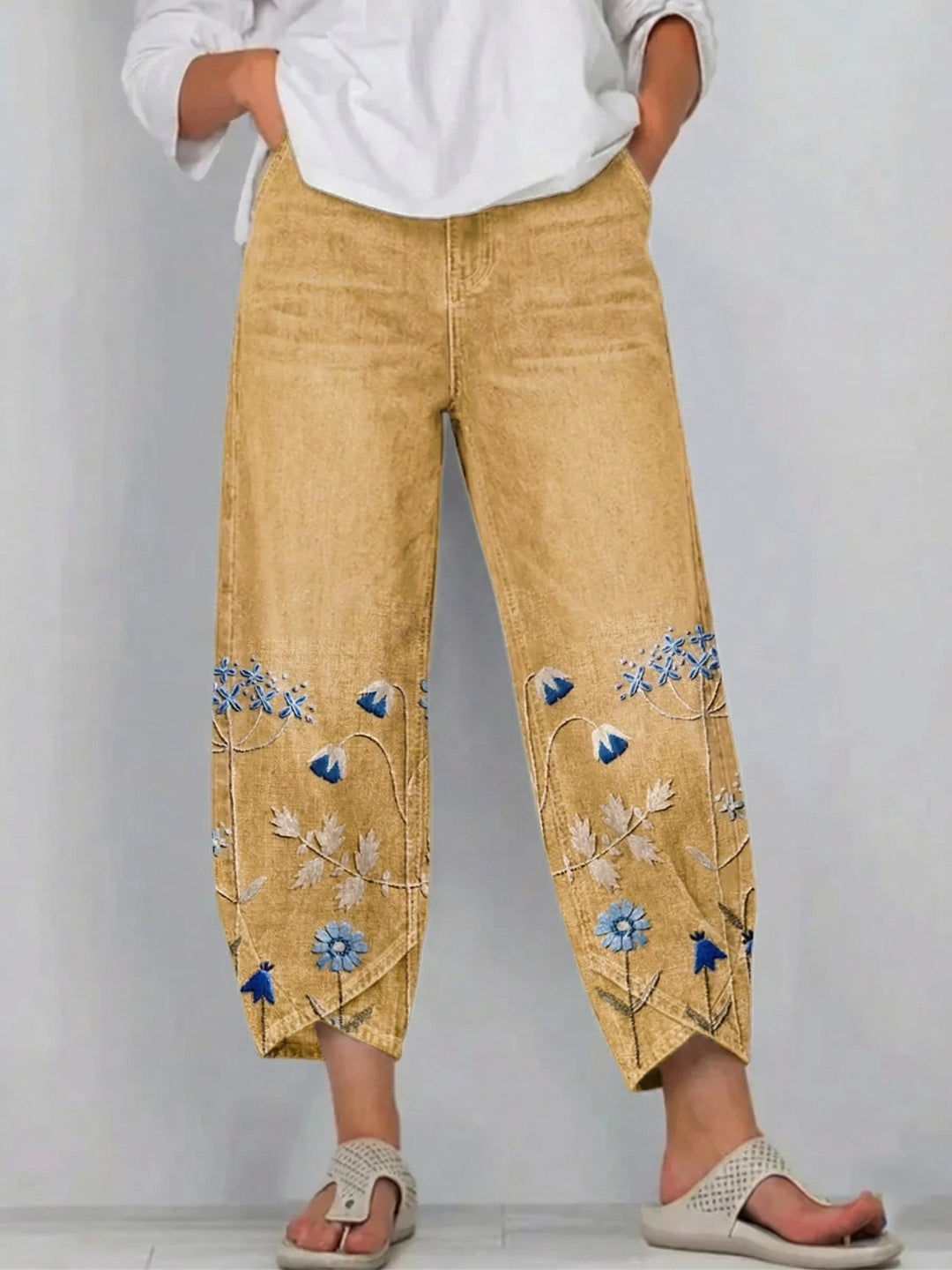 Mirabelle | Floral Embroidered Cropped Trouser