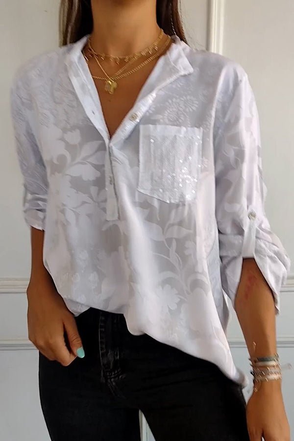 Pauline – Sequin Top with Lapel Neckline