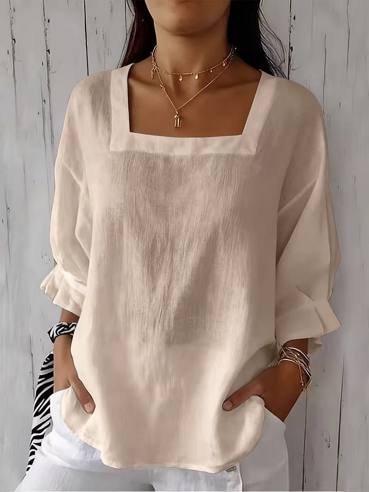 Alvessa - Long Sleeve Blouse with Square Neckline