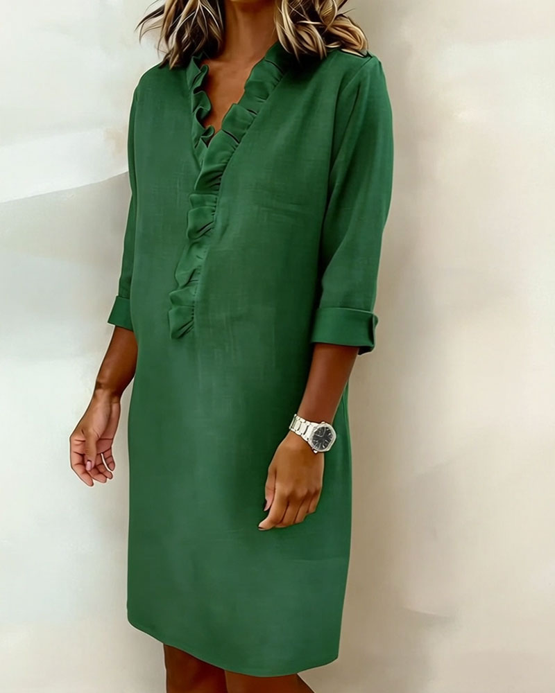 Meredith | Ruffled V-Neck Dress
