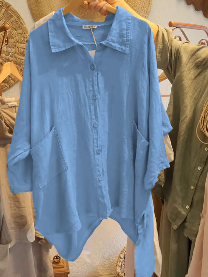 Lineth – Buttoned Blouse with 3/4 Sleeves
