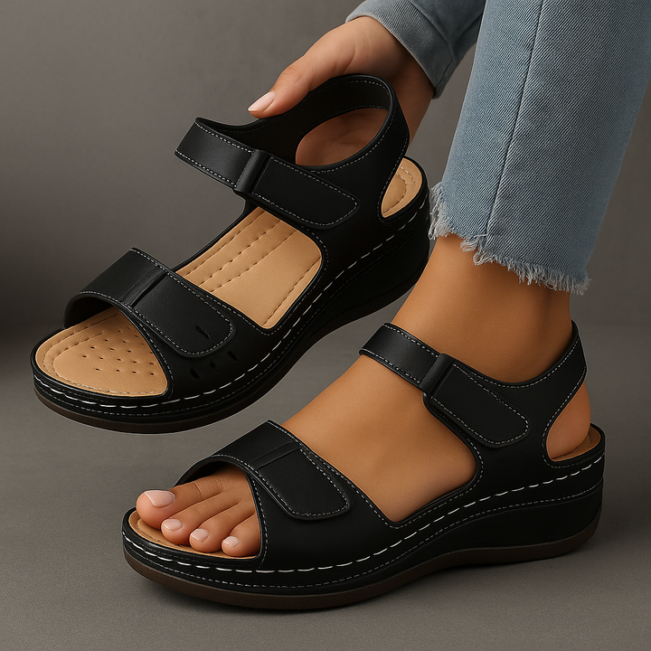 Mischa – Wedge Sandals with Adjustable Velcro Strap