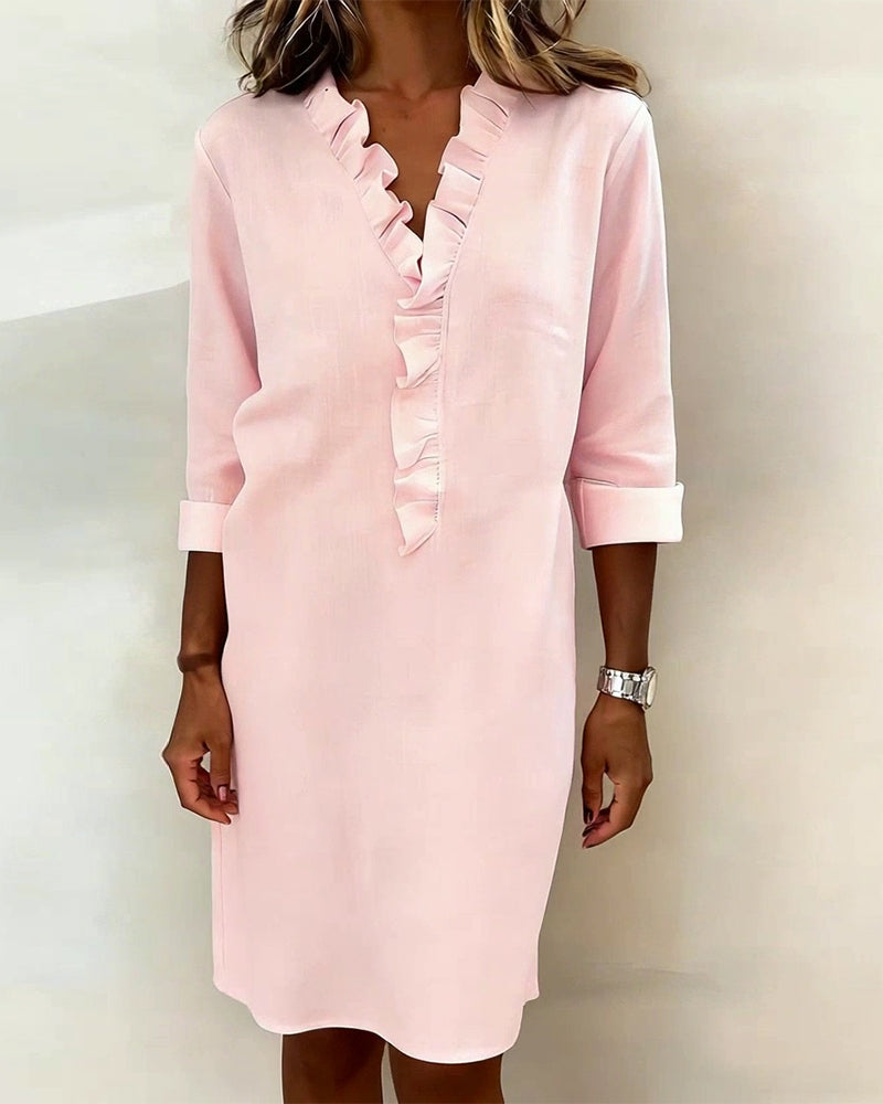 Meredith | Ruffled V-Neck Dress