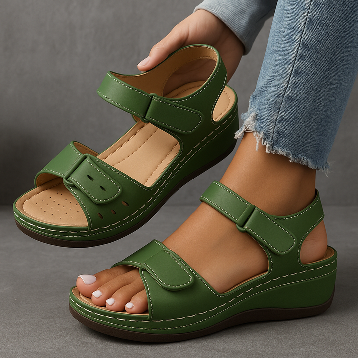 Mischa – Wedge Sandals with Adjustable Velcro Strap
