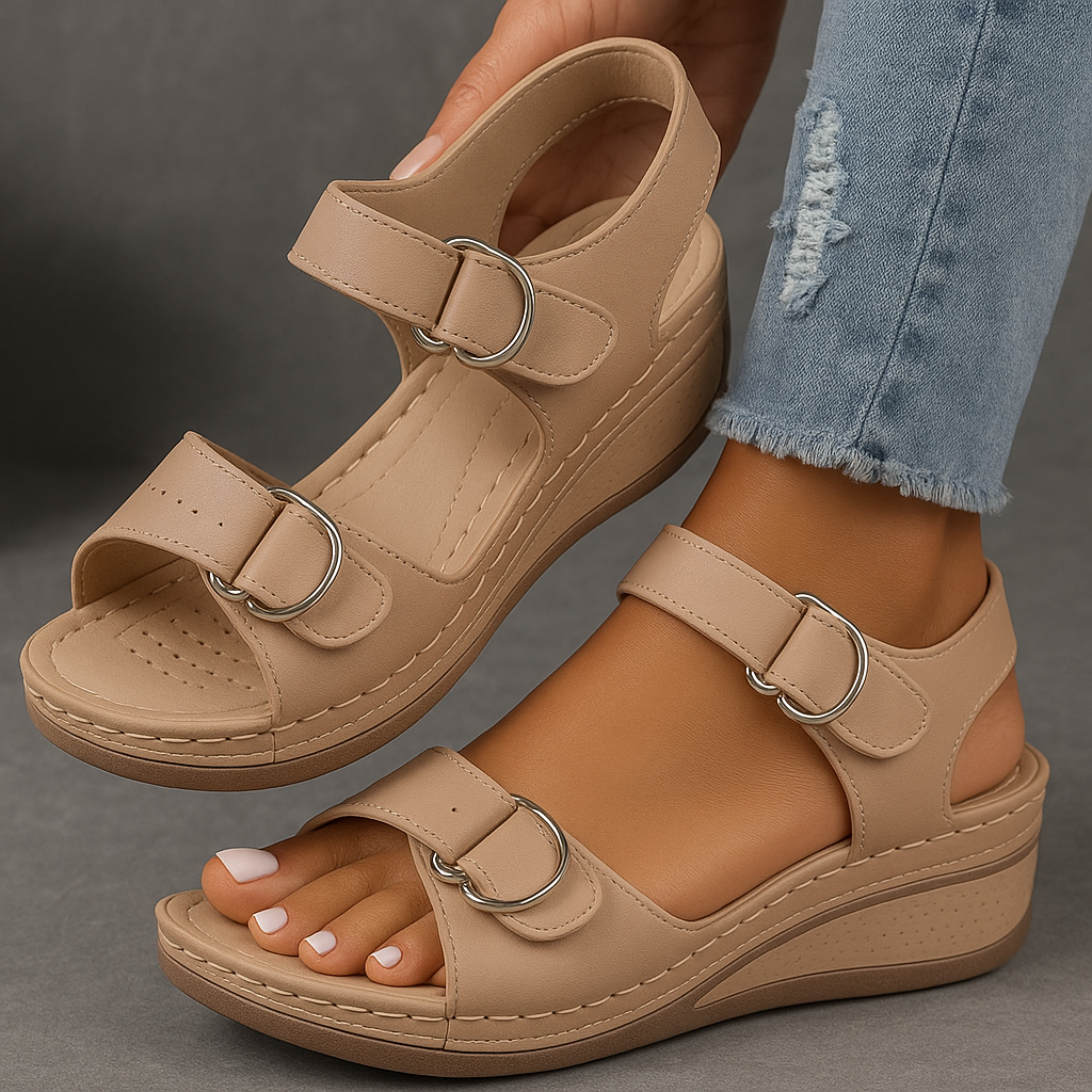 Mischa – Wedge Sandals with Adjustable Velcro Strap