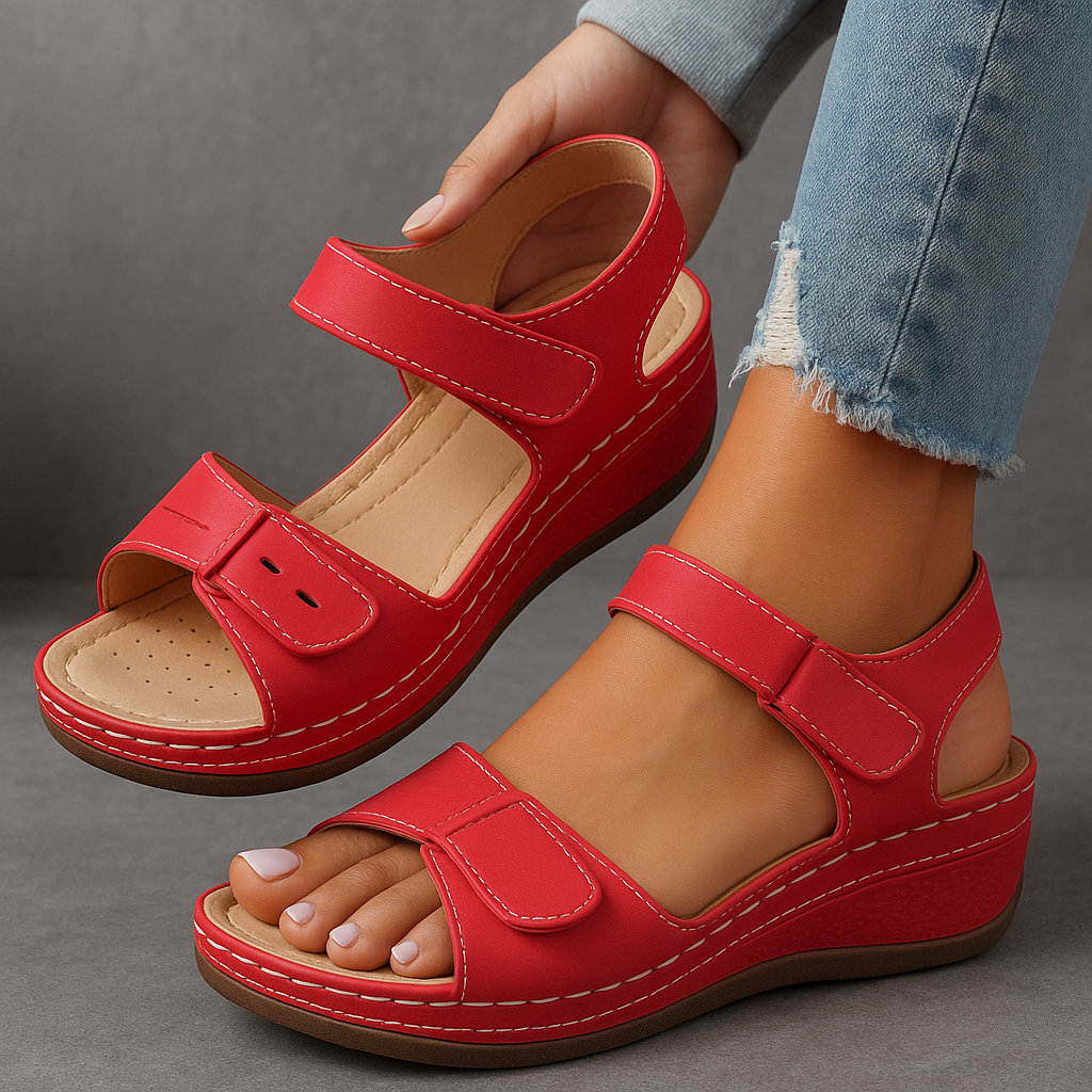Mischa – Wedge Sandals with Adjustable Velcro Strap