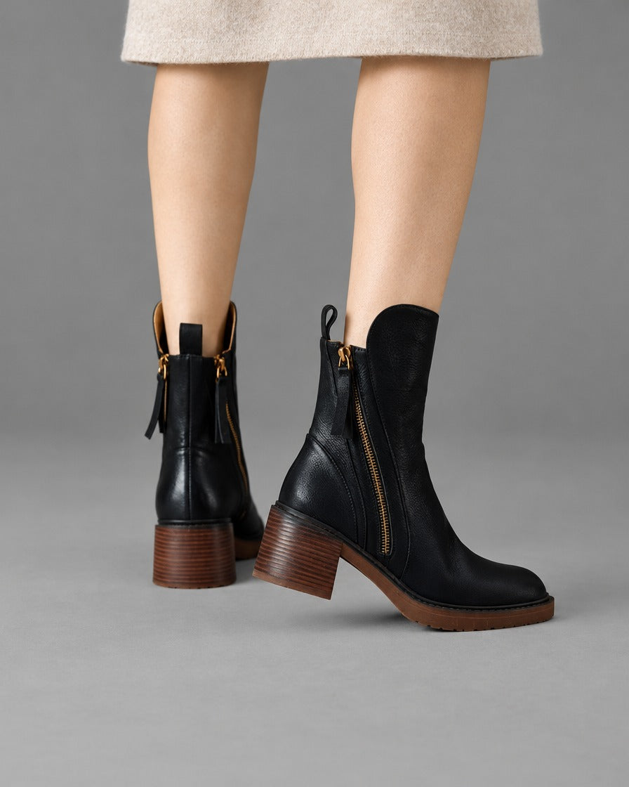 Emily | Stacked Heel Ankle Boots