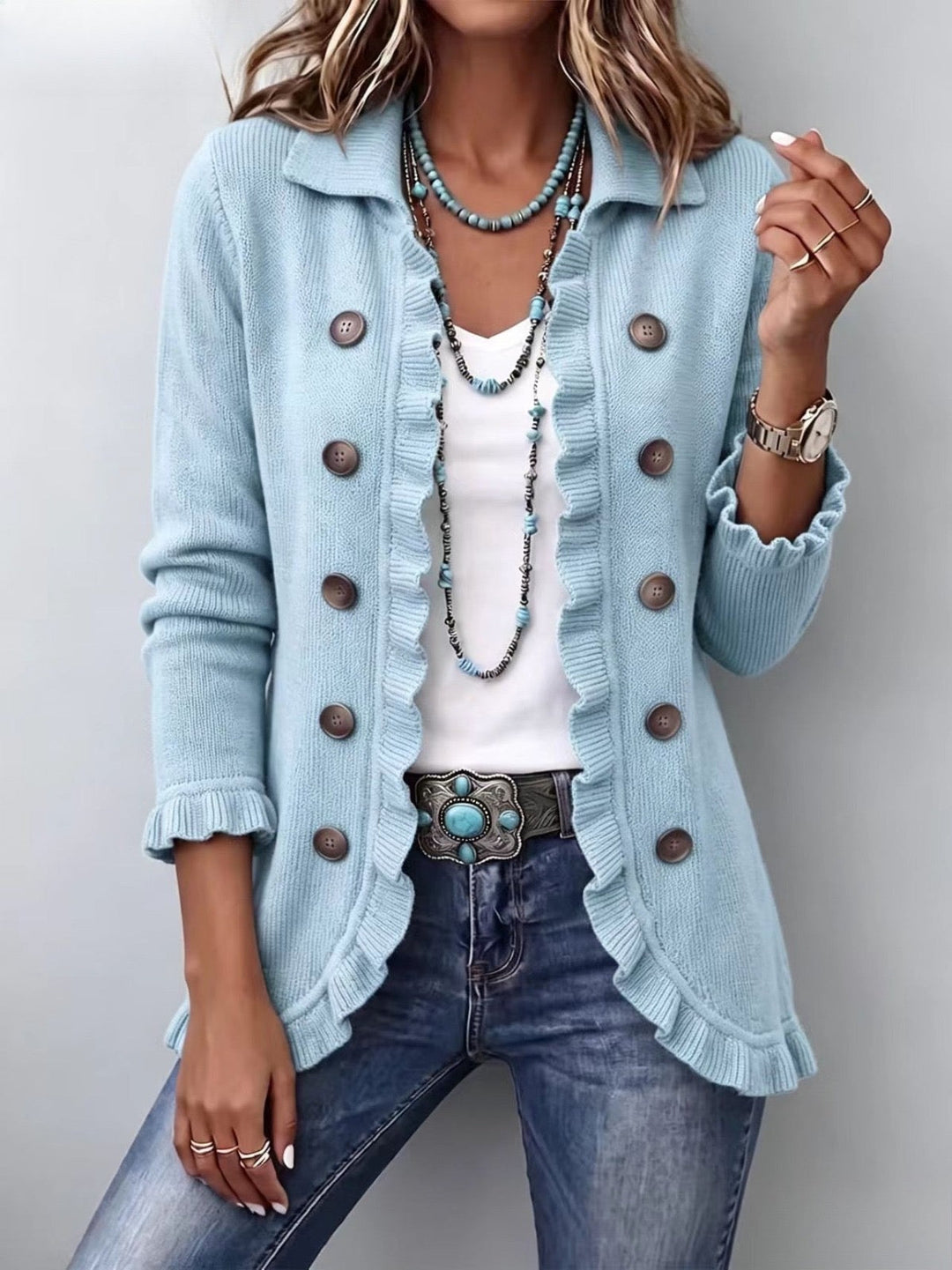 Sagrario | Ruffle Trim Cardigan Jacket