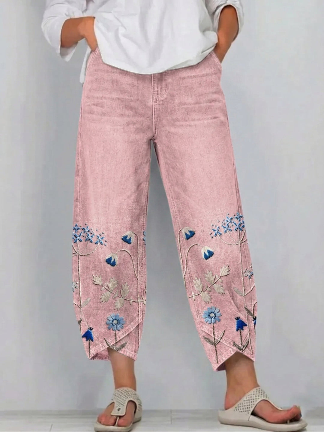 Mirabelle | Floral Embroidered Cropped Trouser