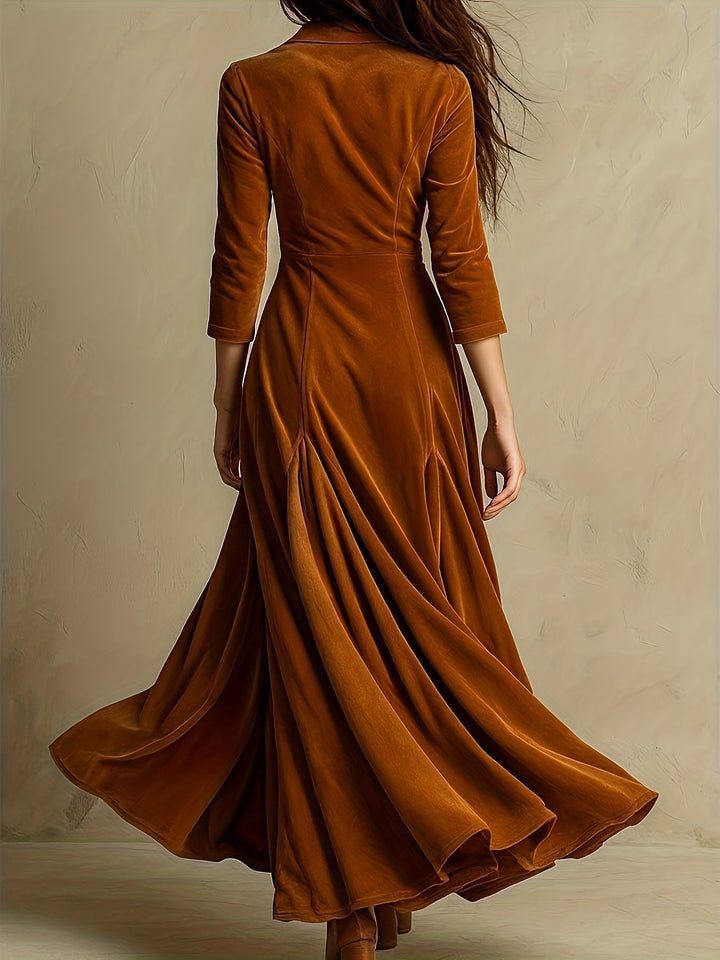 Ella | Elegant Button-Front Collar Dress with 7/8 Sleeve
