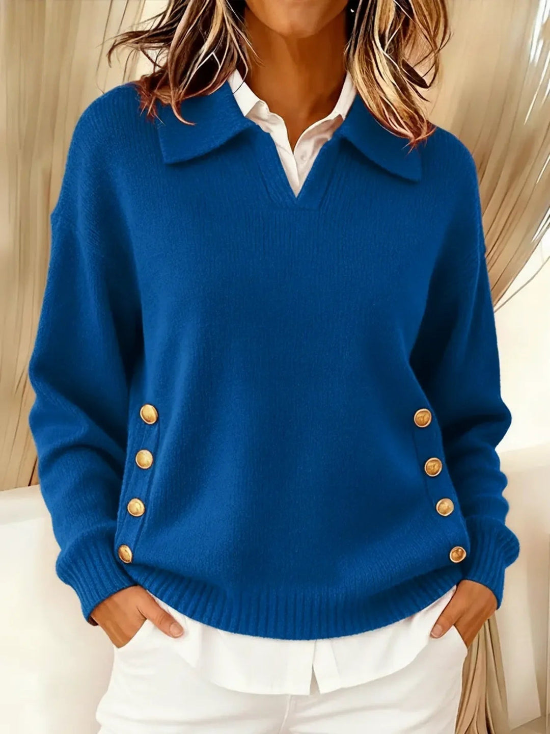 Erin | Polo Neck Sweater with Buttons