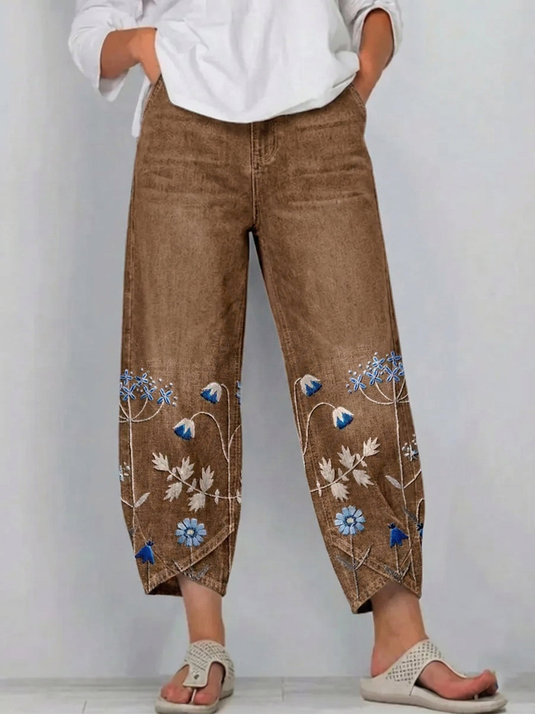 Mirabelle | Floral Embroidered Cropped Trouser