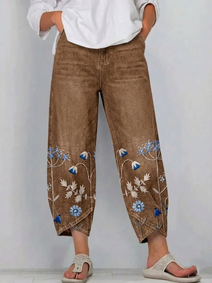 Mirabelle | Floral Embroidered Cropped Trouser
