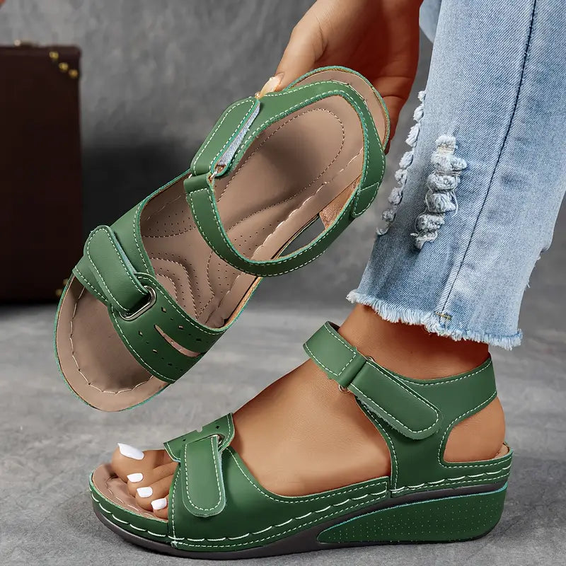 Mischa – Wedge Sandals with Adjustable Velcro Strap
