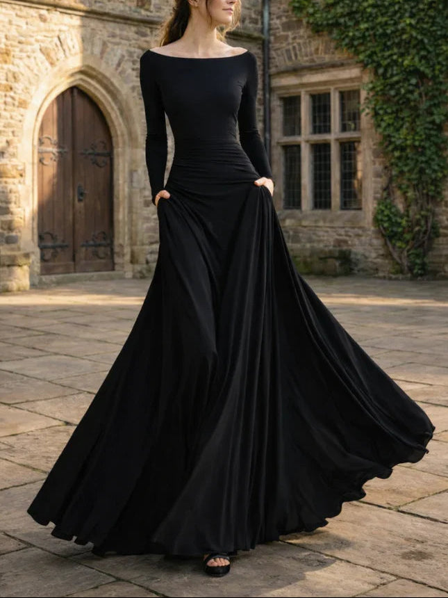 Maris | Draped Long Sleeve Maxi Dress