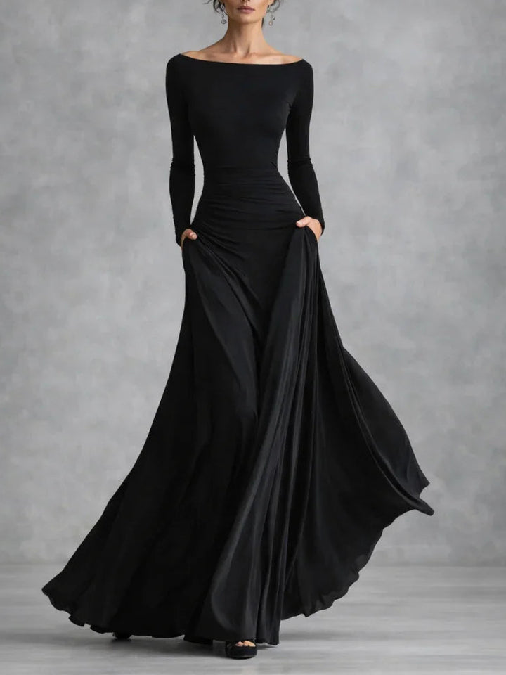Maris | Draped Long Sleeve Maxi Dress